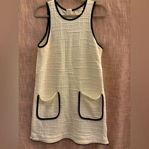 Anthropologie Maeve Shift Dress Women medium Sleeveless Pockets White Textured